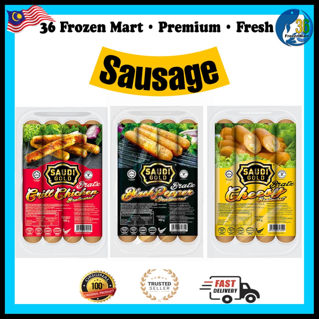 Halal Saudi Gold Sausages Sosej Grill Chicken Sausage Hotdog BBQ Hotpot