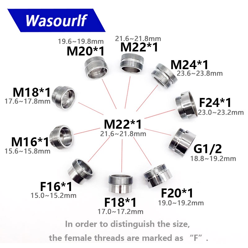Wasourlf Outer Adapter M22 Male Thread Transfer M16 M18 M20 M24 faucet