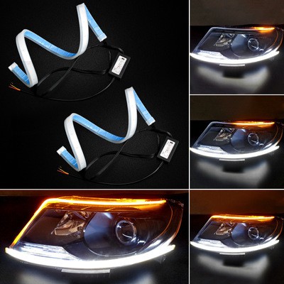 30CM Ice Blue Slim Sequential Flexible LED DRL Turn Signal Strip Car Headlight