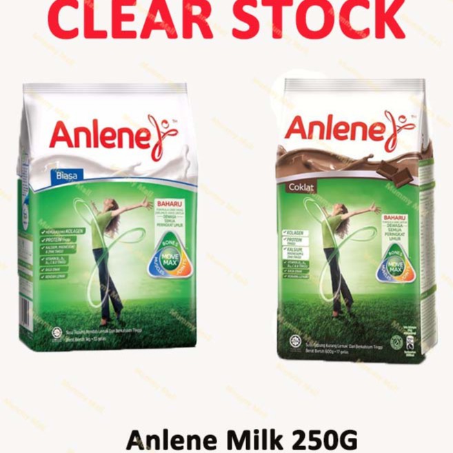 Anlene Milk Biasa/Chocolate 250g Clear Stock