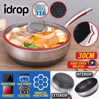 idropmy [ 18CM/24CM/30CM ] SUS316 Stainless Steel Nonstick Honeycomb