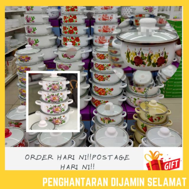 PERIUK ENAMEL 5 BERADIK PENUTUP KACA ENAMEL POT ENAMEL PERIUK ENAMEL 5 BERADIK PENUTUP KACA ENAMEL POT ENAMEL
