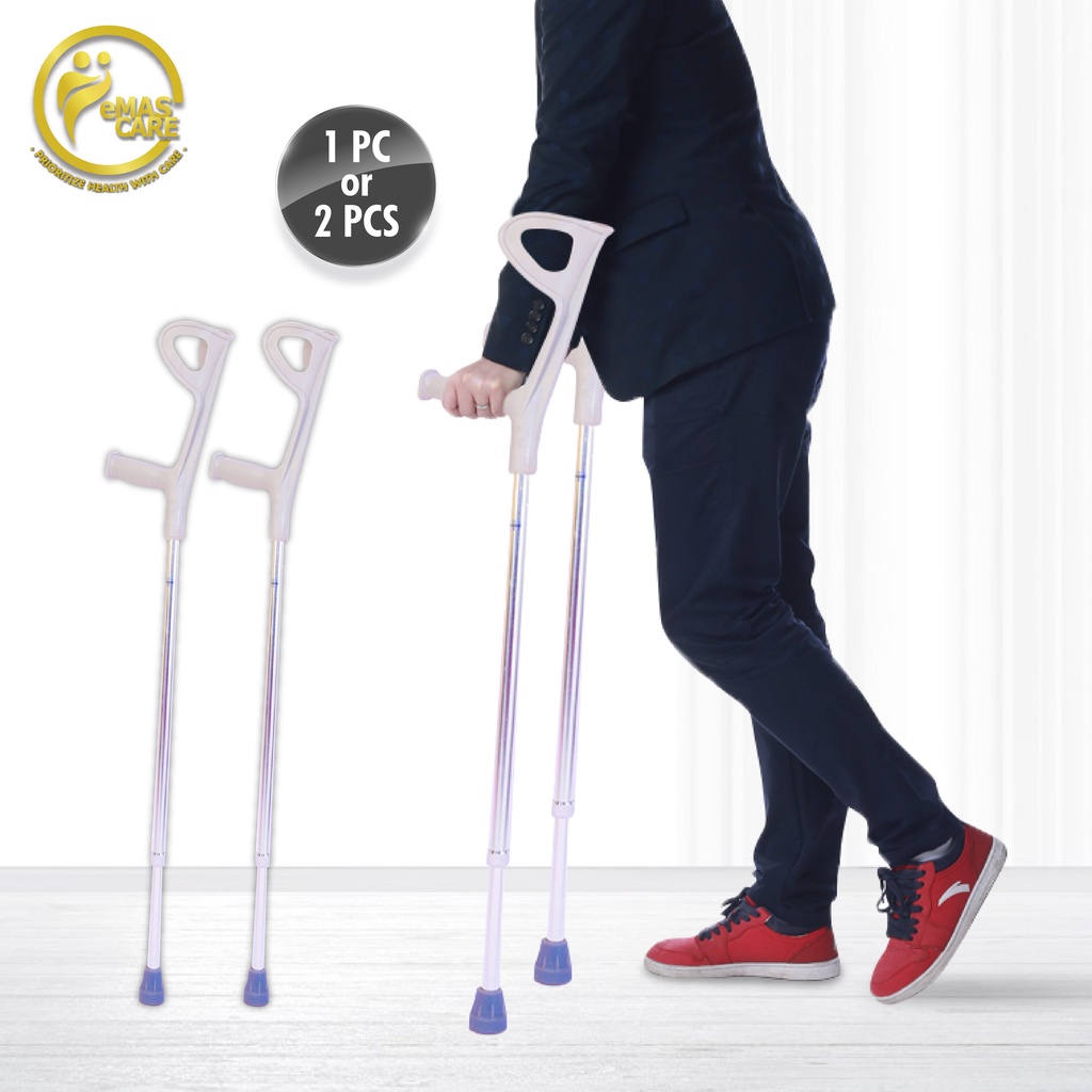 Height Adjustable Aluminium Elbow Crutch Anti-Slip Walking Stick Elbow ...