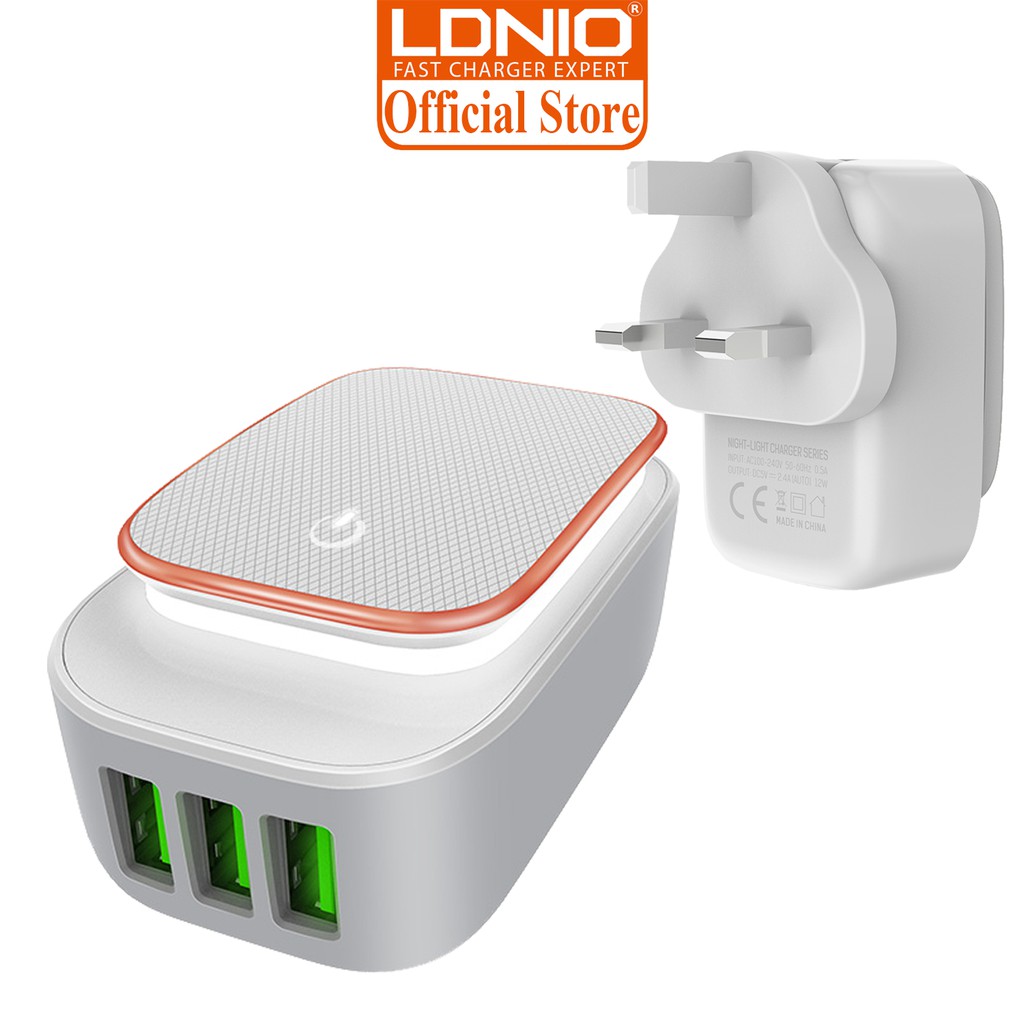 LDNIO A3305 LED Touch Lamp 3.4A Dual USB Output Port Auto ID USB