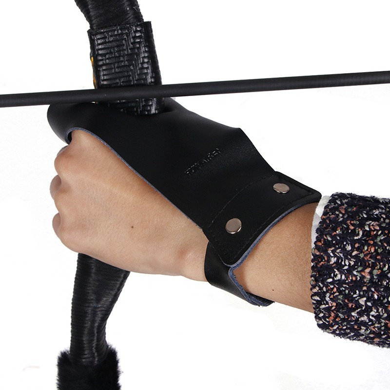 SUKRAGRAHA Left Hand Guard Leather Glove Shooting Long Bow Archery Finger Protector Glove 