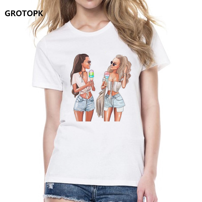 My Best Friend BFF T-shirts for Women Girl Kawaii Tumblr T Shirt Woman Clothing Vogue Female T-shirt | Shopee Malaysia