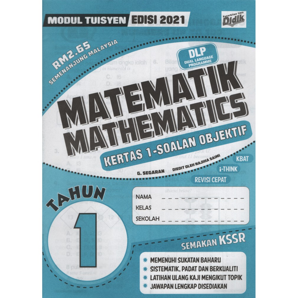 Modul Tuisyen Edisi 2021 MATEMATIK DLP (Kertas 1) Tahun 1