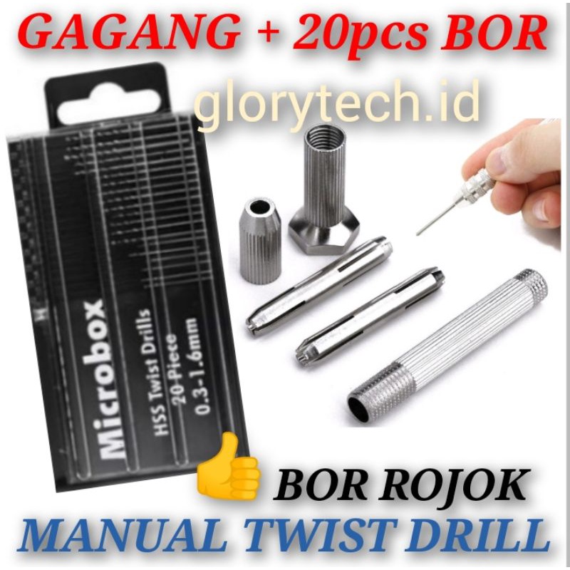 MATA Mini Hand Drill Manual Hand Drill + 20pcs Micro Box Drill Bit ...