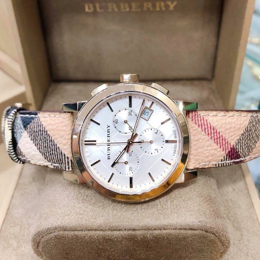 BURBERRY The City Chronograph White Dial Haymarket Check Watch BU9752 |  Shopee Malaysia