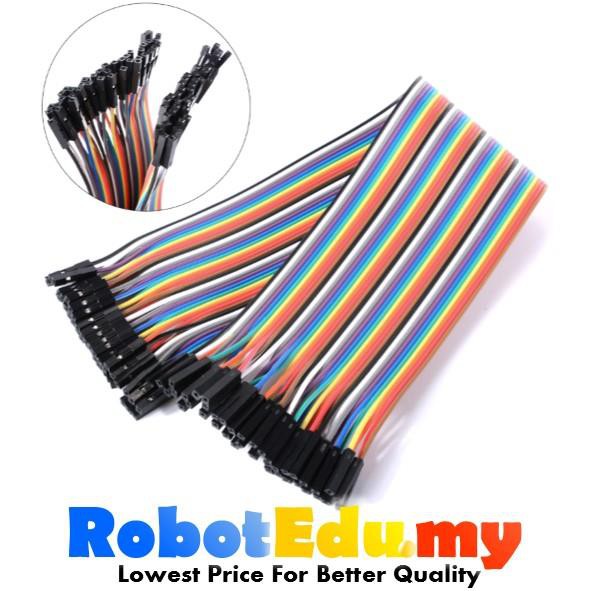 Female to Female (FF) 40pcs Dupont Jumper Wayar Wire DIY Experiment Breadboard Rainbow Cable 40P 10cm 20cm 30cm Arduino