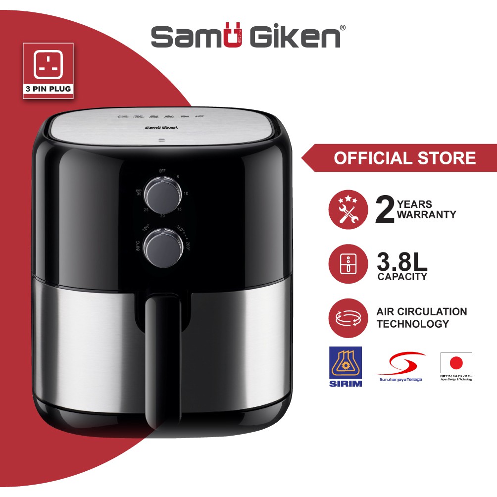 Samu Giken Rapid Air Fryer Analog Deep Cooker 3 Pin Plug (3.8L)