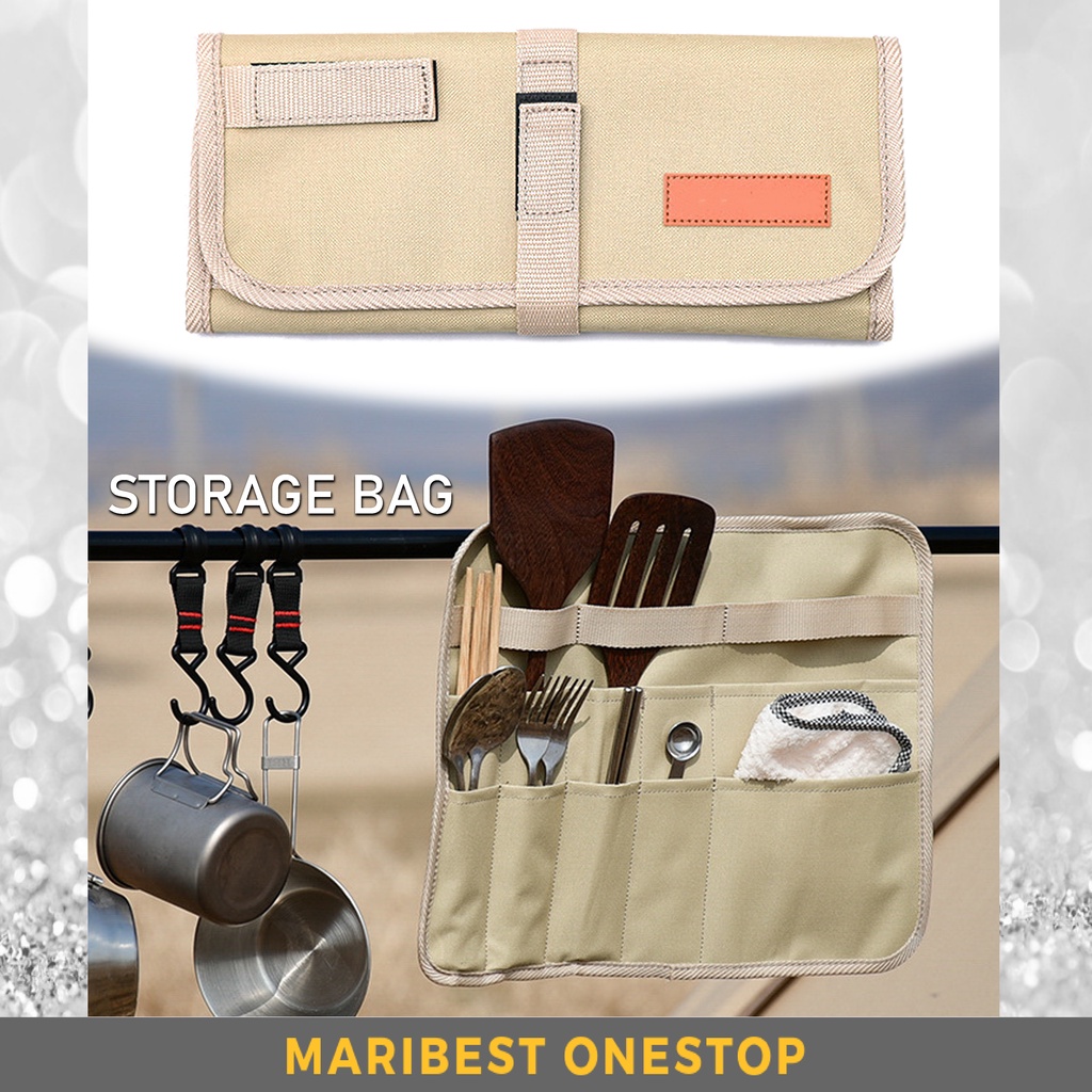 Outdoor Tableware Storage Bag Cutlery Hanging Bag Camping Cooking Portable Bag Ultralight Bag Bag Alatan Khemah 餐具收纳袋折叠