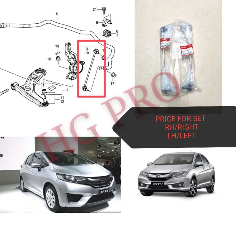 Original Honda City T9a Gm6 Front Stabilizer Link Set Jazz T5a Gk5 Front Absorber Link Set Shopee Malaysia