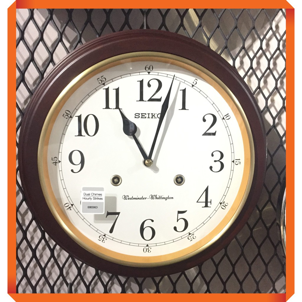 SEIKO QXH202Z Classic Wooden Westminster Quarter Hour Chimes Wall Clock