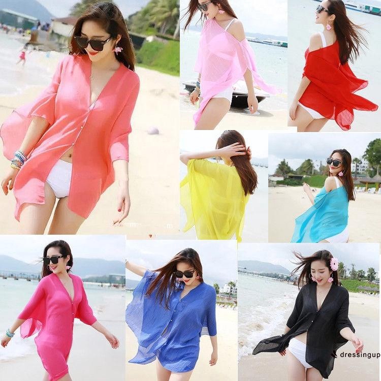 PY.-Women Sexy Chiffon Bikini Cover Up Beach Swimwear Dress Scarf Pareo Sarong