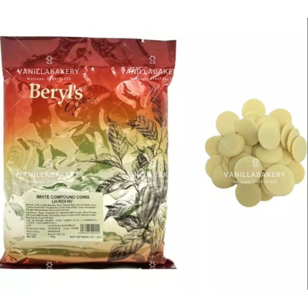 BERYLS CHOCOLATE WHITE\DARK COMPOUND COINS 1KG 500GM BAKING CHOCOLATE