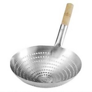 Thick Stainless Steel Mesh Strainer Colander wok wooden Handle Cookware ...