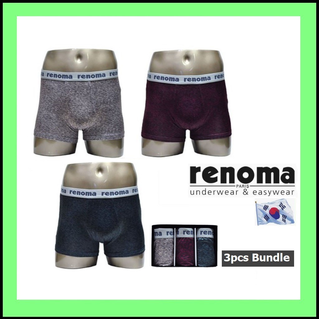 [RENOMA PRINTING BAND BOXER 3pcs Bundle Set] Renoma Underwear Men