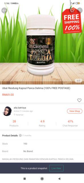 Ubat Resdung Kapsul Panca Delima (100% FREE POSTAGE 