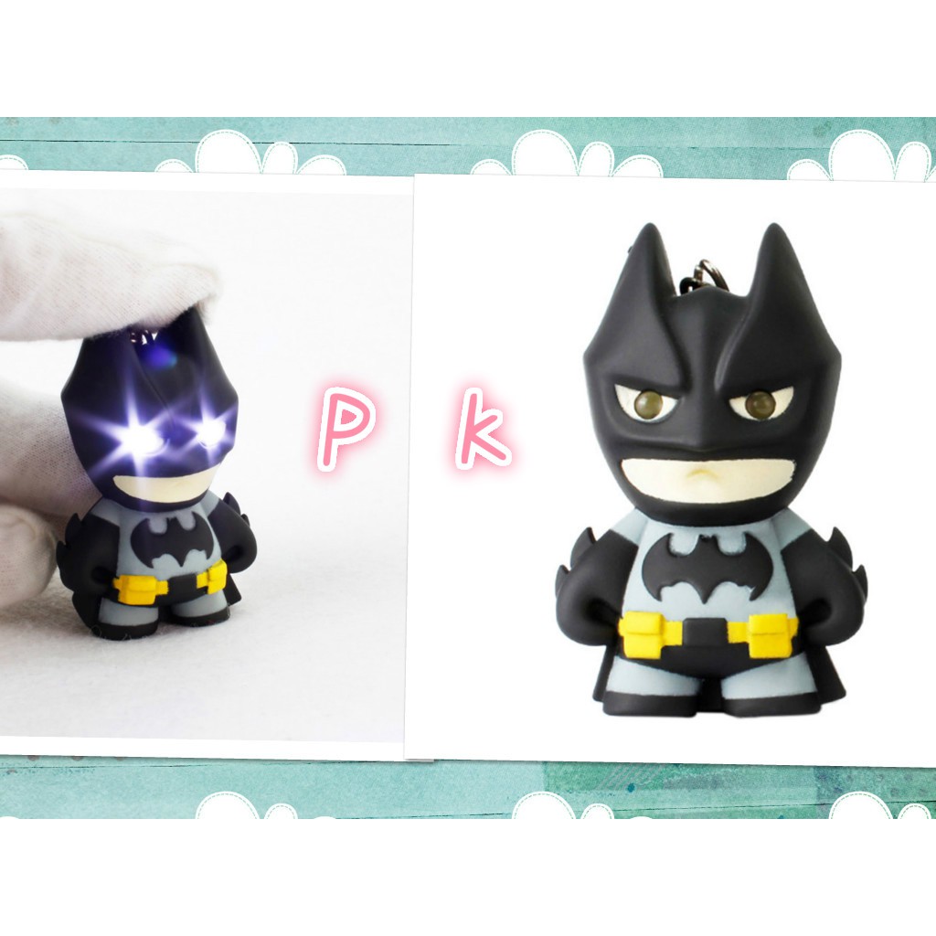 Superhero Batman Design LED Keychain Flashlight Sound Pendant Key Ring Gift Toy