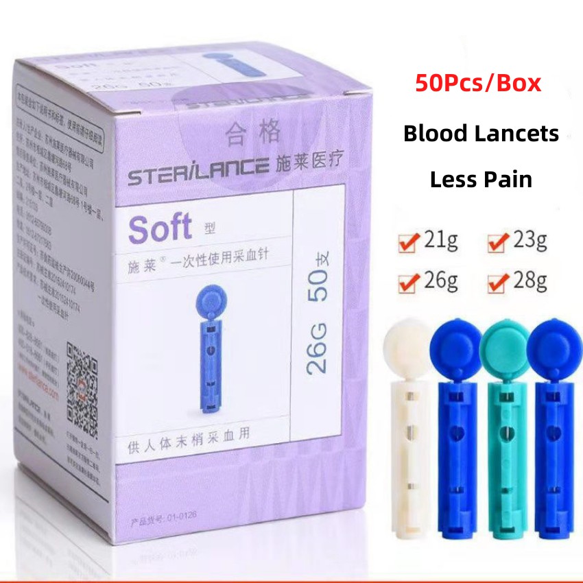 SteriLance 50Pcs 21G/23G/26G/28G Blood Lancet/Needles/Jarum Diabetic for Glucose Blood Test