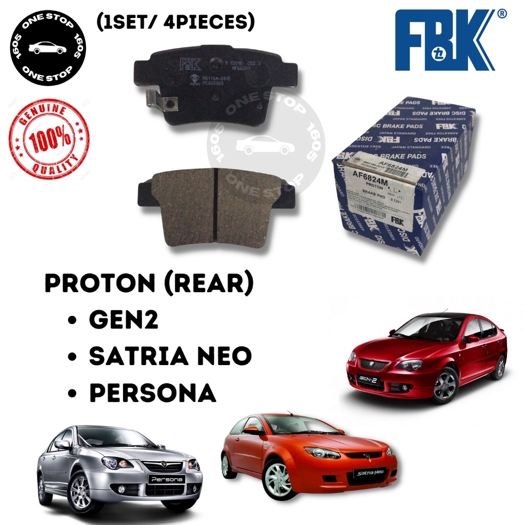 PROTON GEN2 PERSONA & SATRIA NEO FBK REAR DISC BRAKE PAD (AF6824M