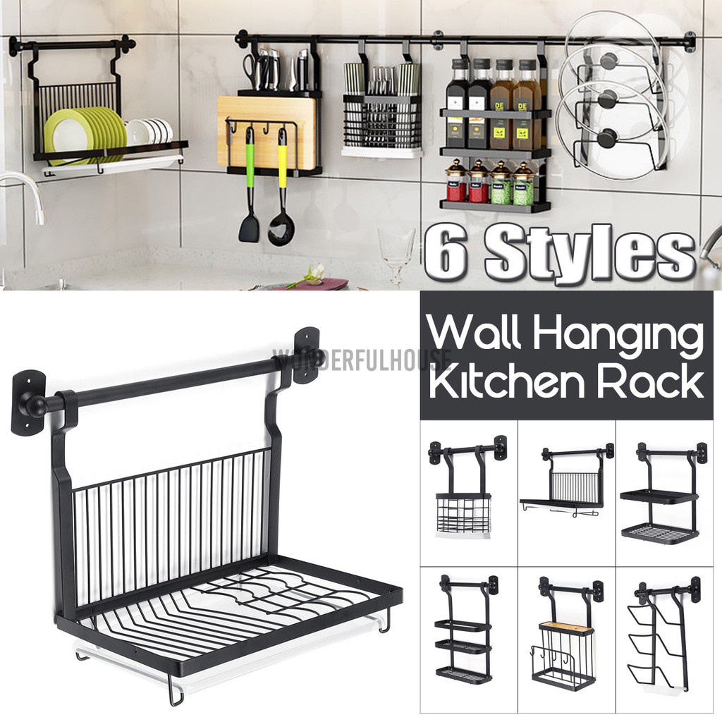 Wall Hanging Kitchen Rack Stainless Steel Pot Lid Shelf Cover Storage