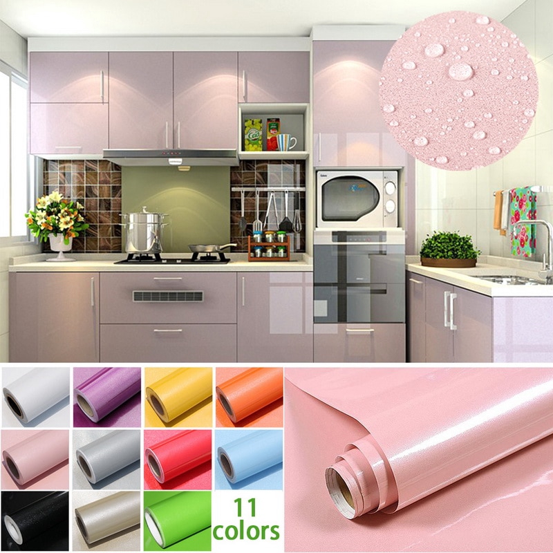 Gloss Pure White Kitchen Cupboard Door Cover Sticker Self Adhesive