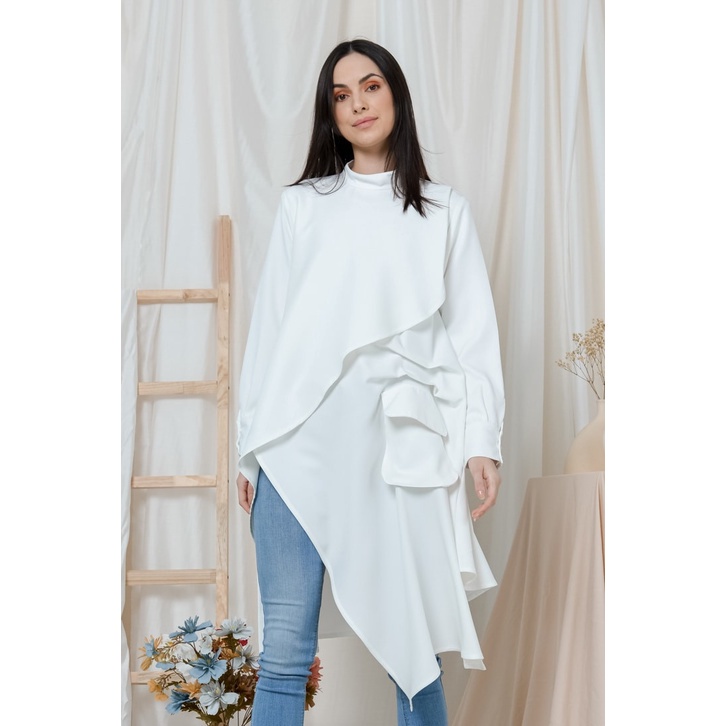 Alexa Tunic | AL01 Off White blouse modern muslimah blouse cantik blouse loose blouse women korean style blouse putih