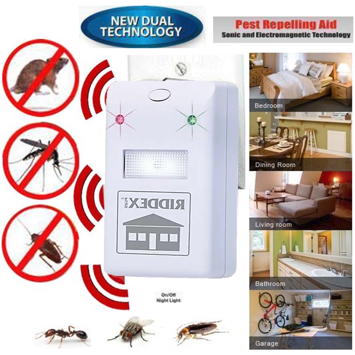 NEW - Riddex Pest Repelling Aid Electronic Ultrasonic Anti Pest Mouse Cockroach Mosquito Killer Repeller