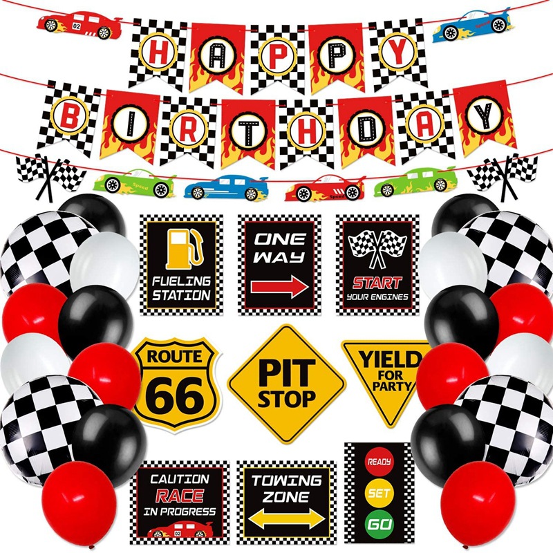 Cod Star Cod Racing Birthday Party Decoration Set Logo Card Pull Flag Checkered Banner Party Balloon Set Needs Gift Gift Shopee Malaysia