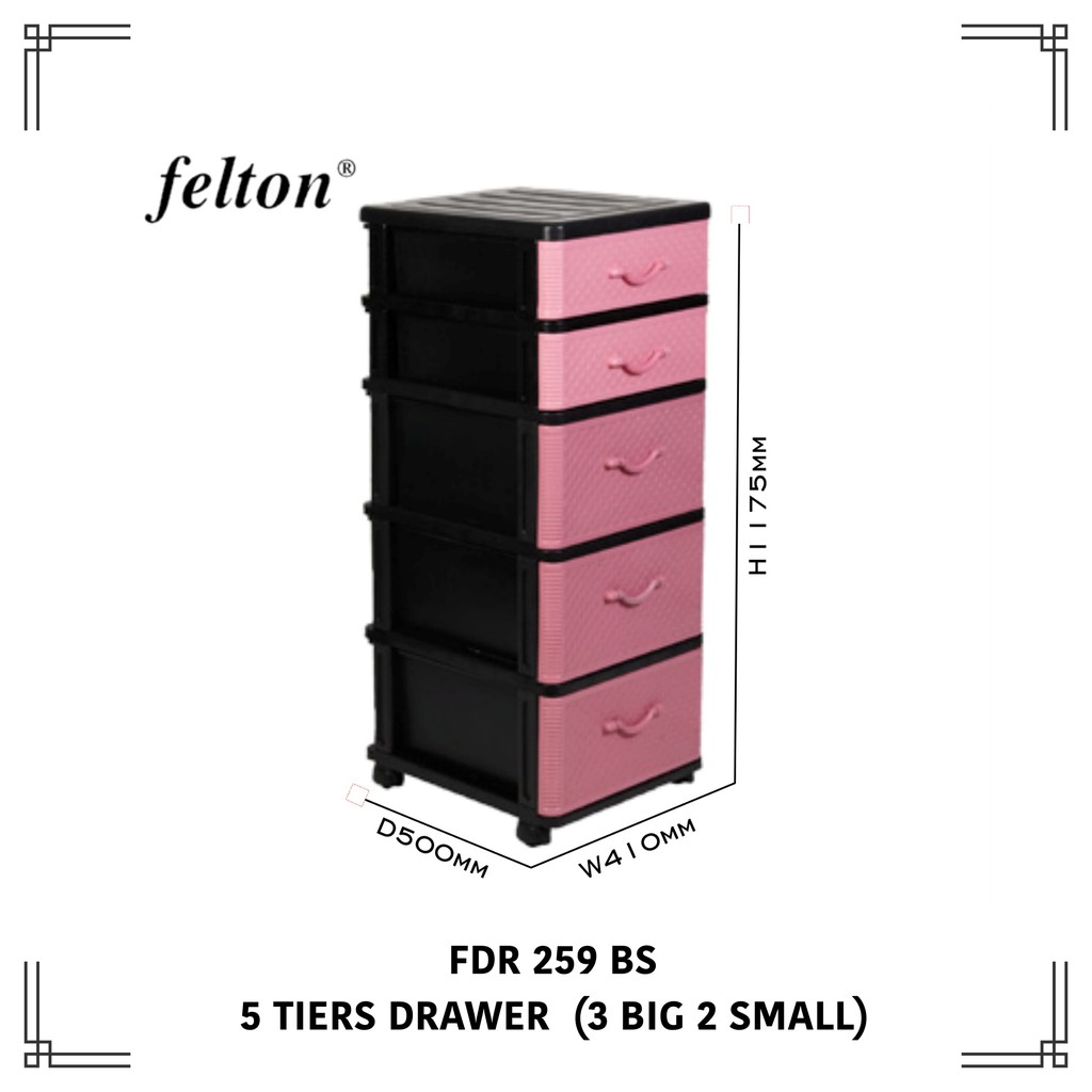 Felton Fdr 259 Bs 5 Tiers Drawer With Wheels Clothes Storage