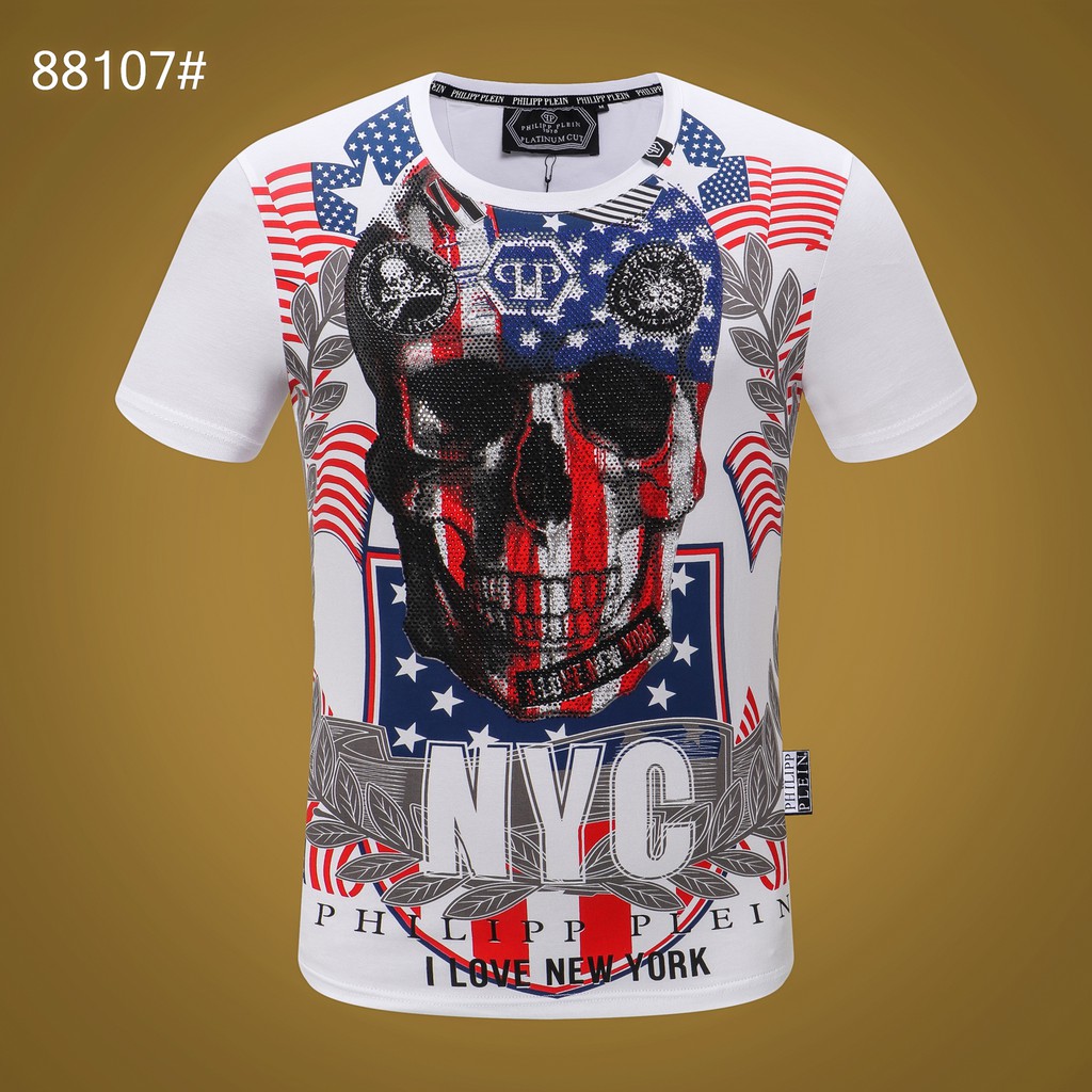 Men Skull USA Flag Diamond Print 