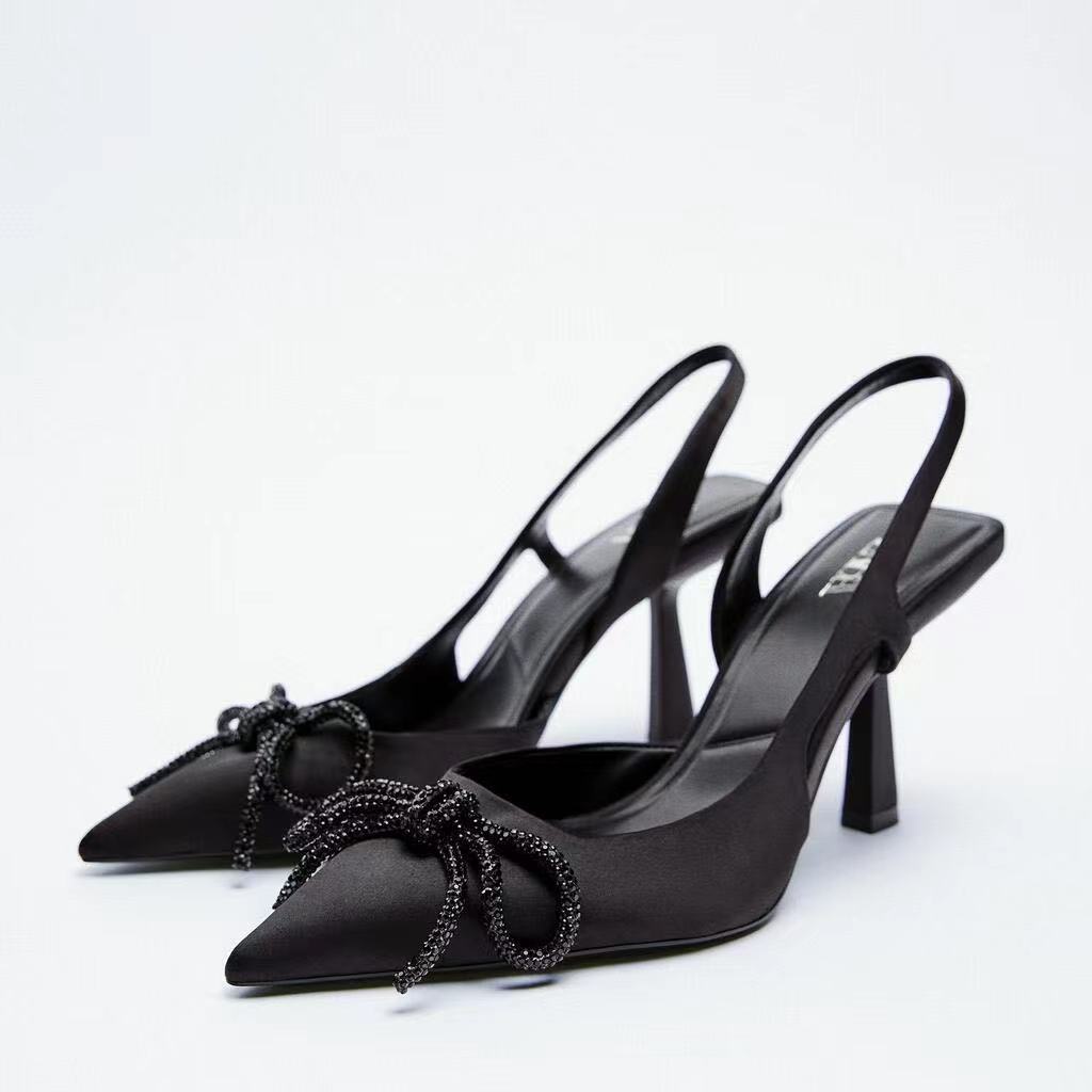 Zara New Fashion Women Shoes Black Shiny Exposed Heel Sandal Pointed Muller  Shoes | Shopee Malaysia