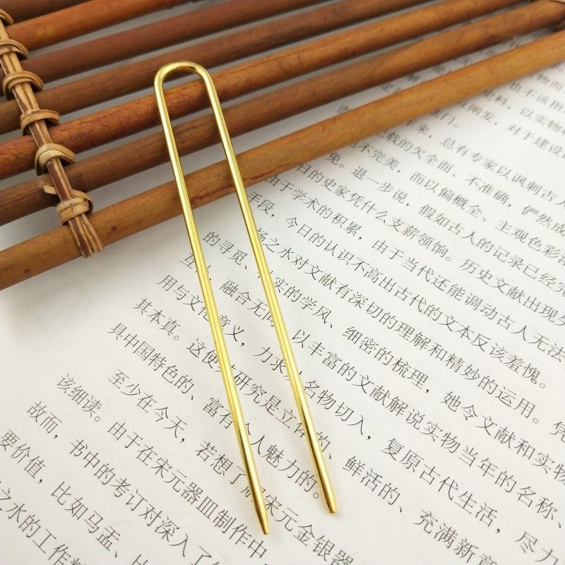 Pure Copper U Shape Double Straight Hair Hairpin Bun Diy Antique Accessories Shopee Malaysia