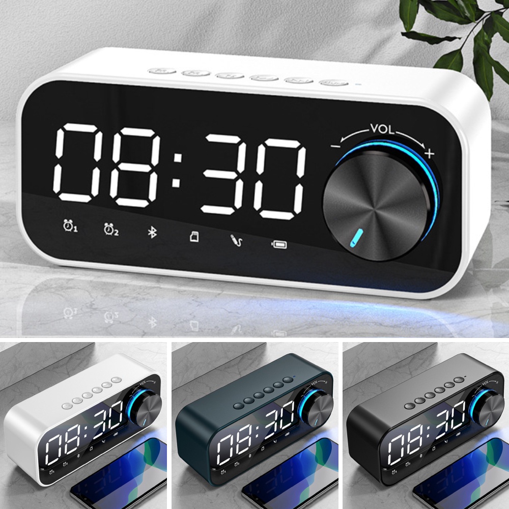 Mini Portable Bluetooth Speaker Smart Digital LED Alarm Clock HiFi