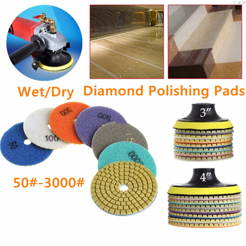 4" 3 Steps Diamond Polishing Pads Flexible Wet sanding discs For Granite Marble