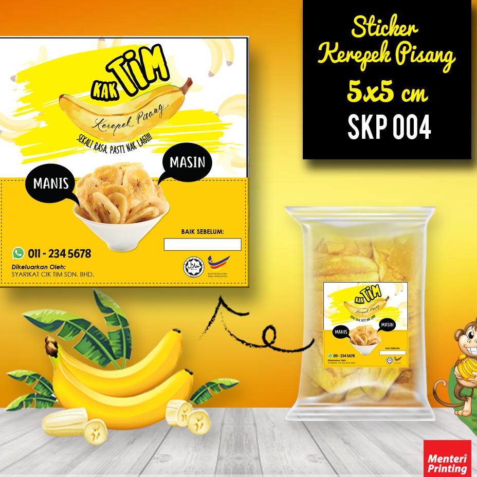 🔥LAKU KERAS!![READY STOCK] STICKER PRODUK KEREPEK PISANG SKP04 80PCS 🔥