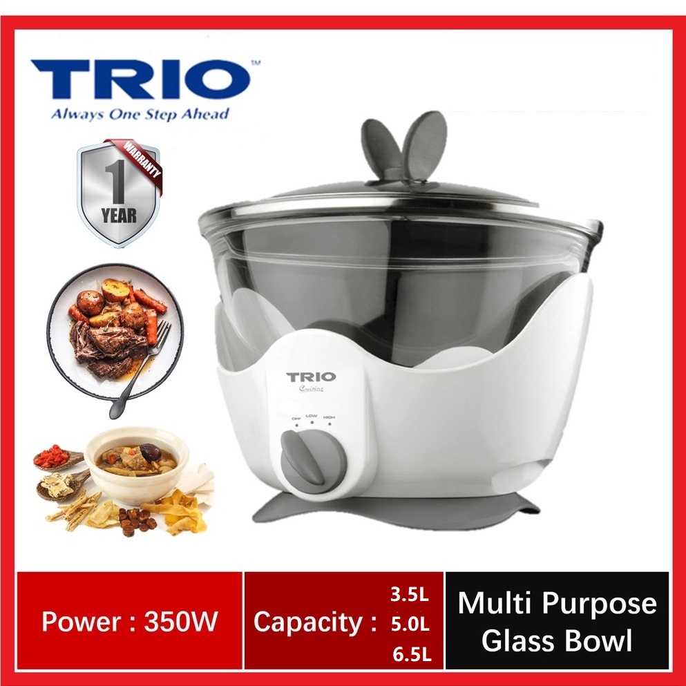 TRIO Glass Bowl Slow Cooker TSC-350 (3.5L) / TSC-500 (5L) / TSC-655 (6.5L)