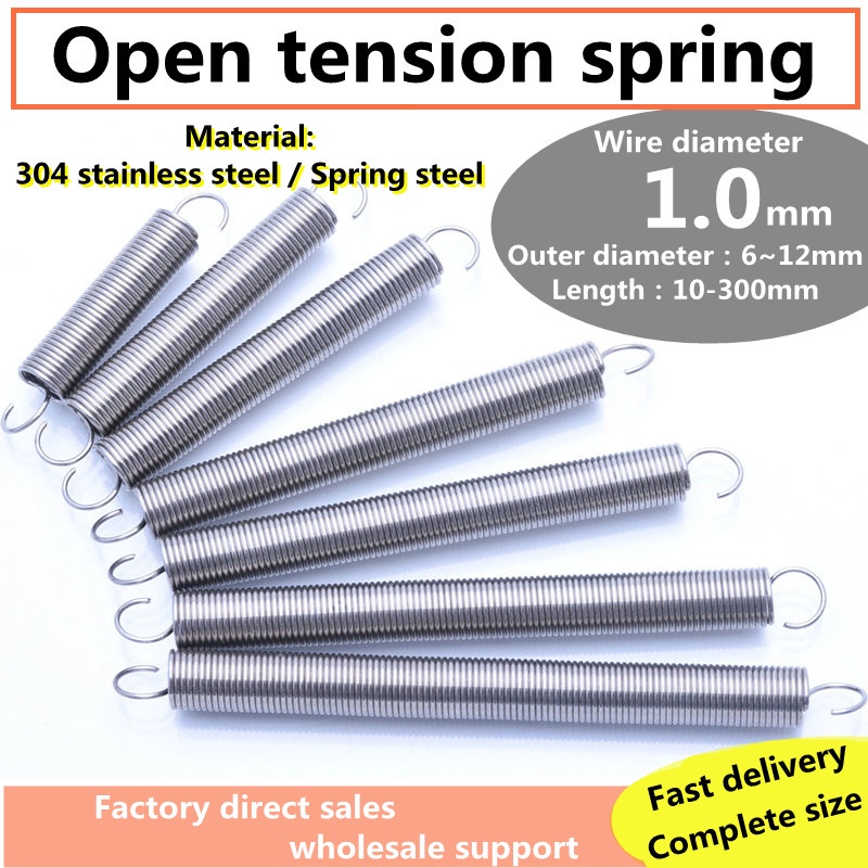 Wire Dia 1.2mm OD 6-12mm Length 25-300mm Tension & Extension Spring Select size 