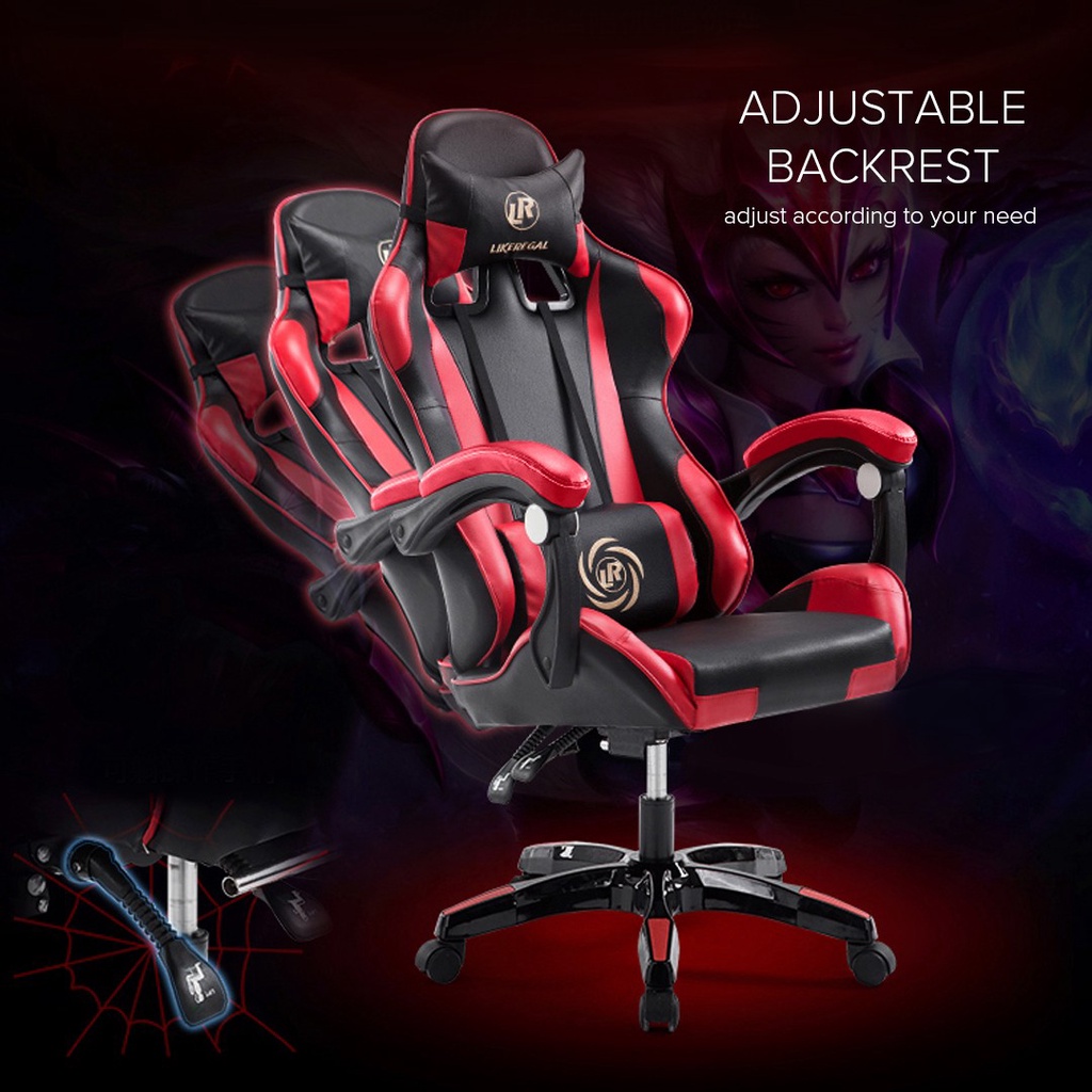 FINSSO: LR Height Adjustable Reclining Gaming Chair With Ergonomic Backrest and Height Adjustment and Pillows Recliner