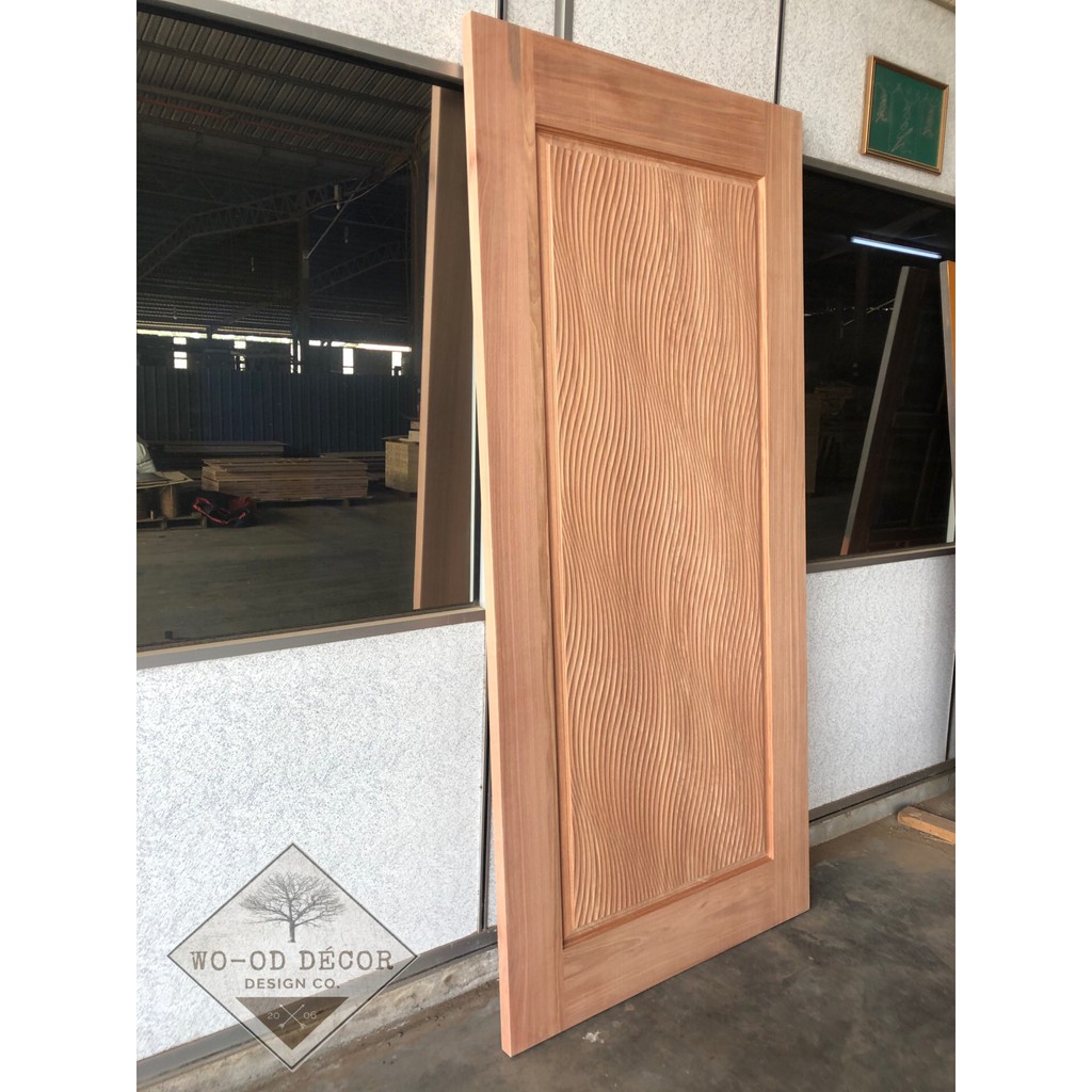 Wd Rs4 Whitewood Redwood Nyatoh Solid Wooden Router Door Pintu Kayu Thick Panel Wave Design Standard Size 33 6 8 X 83 Shopee Malaysia