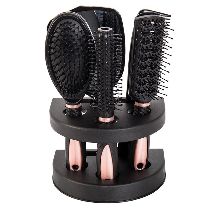 5 Pcs Women Hair Brush Massage Comb Holder Set With Mirror | Shopee Malaysia