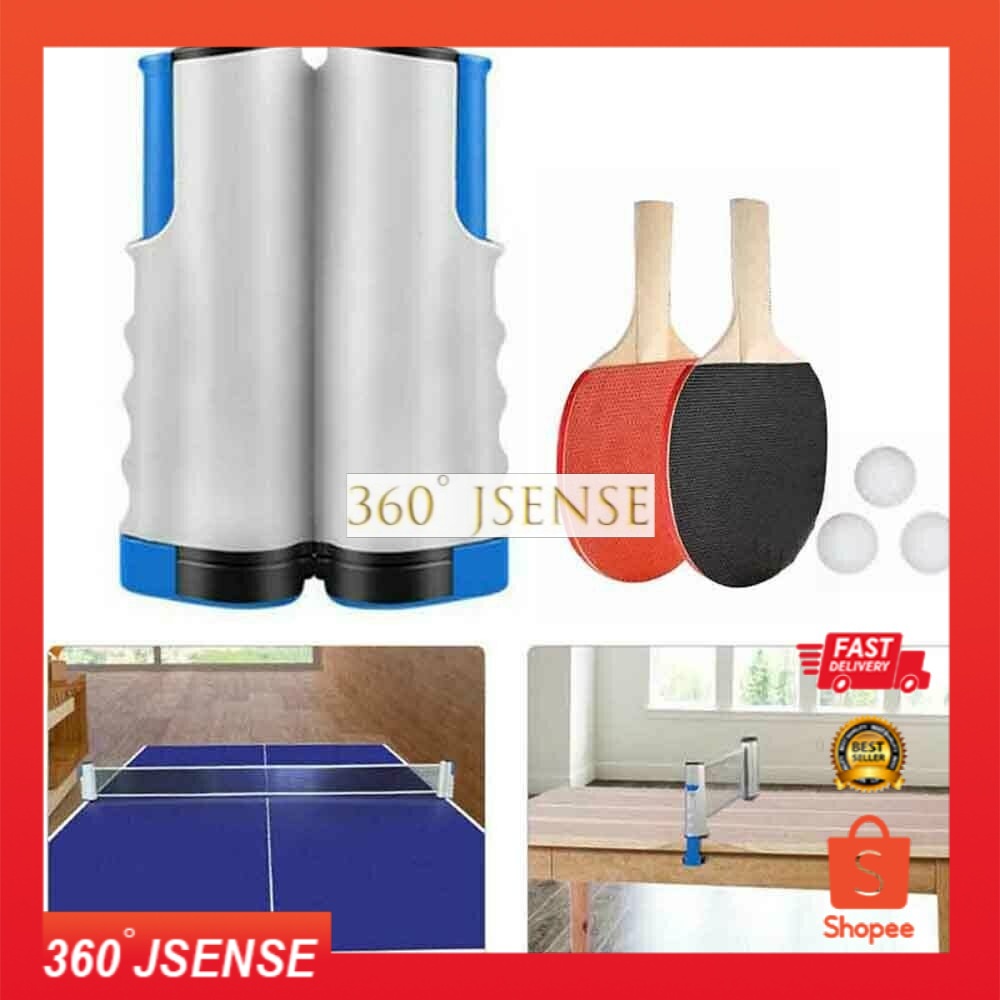 Instant Table Tennis Kit Ping Pong Set & Retractable Net 2 Bats