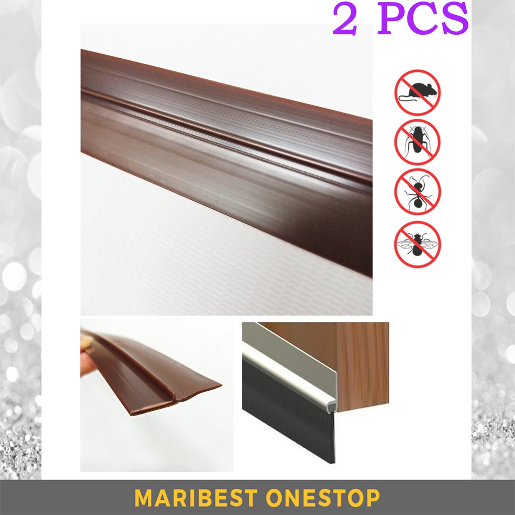 2pcs X 1 Meter Pvc Rubber Bottom Door Seal Brown