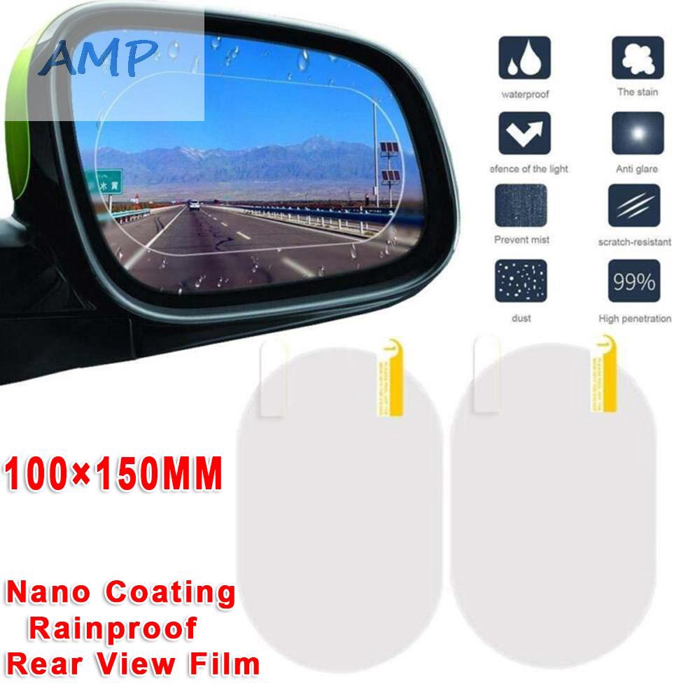 Oval Car Rear View Mirror Film,HD Clear Nano Screen Protector,Anti Glare Rain-Proof Anti Water Mist for Rearview Mirror Protective Film 2 Pack 100x145mm 