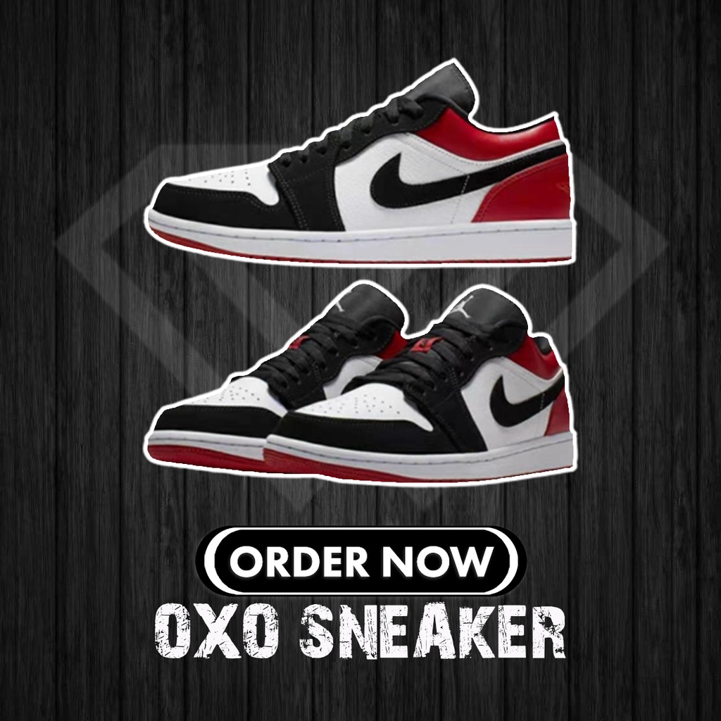 AIR JORDAN 1 LOW “BLACK TOE” RED AJ1 黑脚趾 黑白红 (Originals Quality 100%) 553558-116 NIKE SHOES WOMEN MEN KASUT