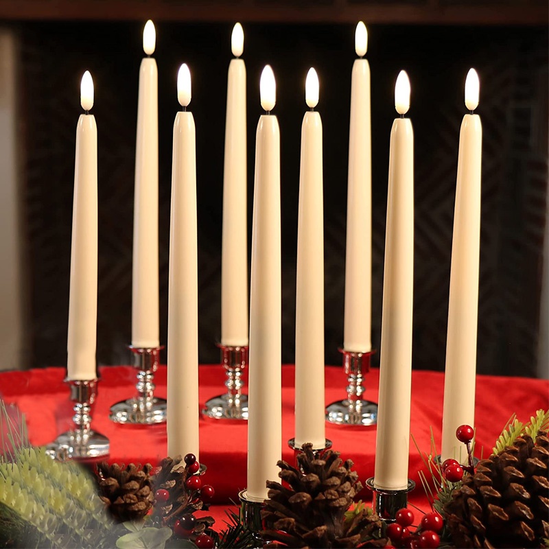 10Pcs 28CM LED Flameless Long Candle / Glowing Lighting Candles for Christmas Day Home Dinner Table Party Decor