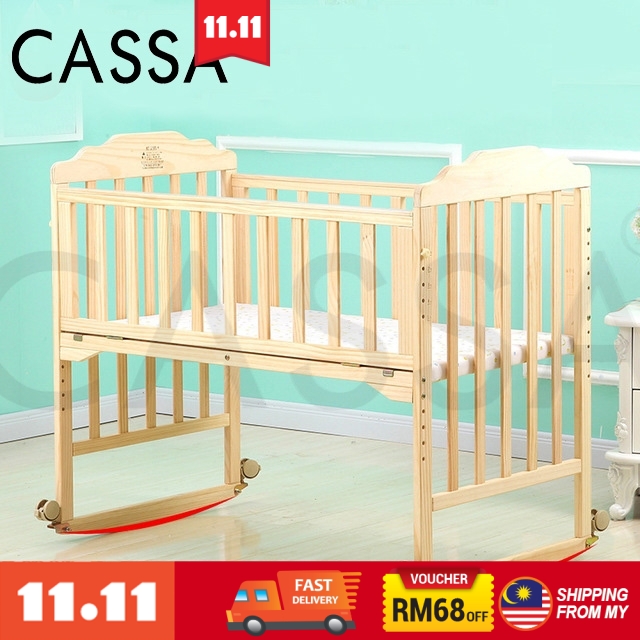 natural wooden cot