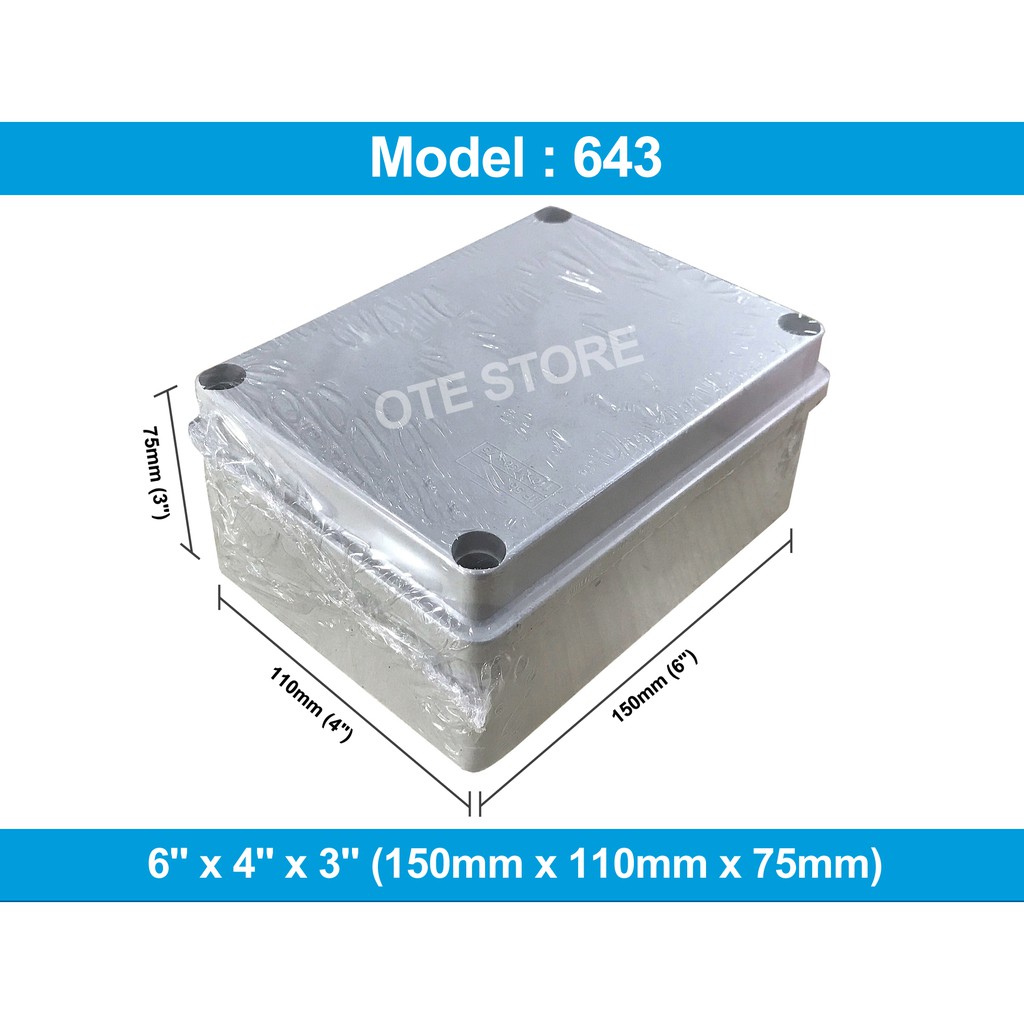 643 IP65 WEATHER PROOF PVC ENCLOSURE JUNCTION BOX (6 X 4 X 3 INCH) (150